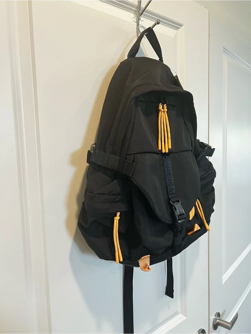 Free People Black Canvas Backpack with Tan Accents